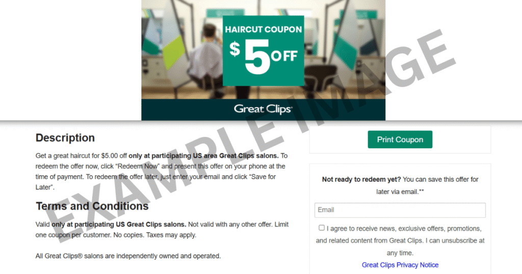 Great Clips $5 off coupon example coupon page 