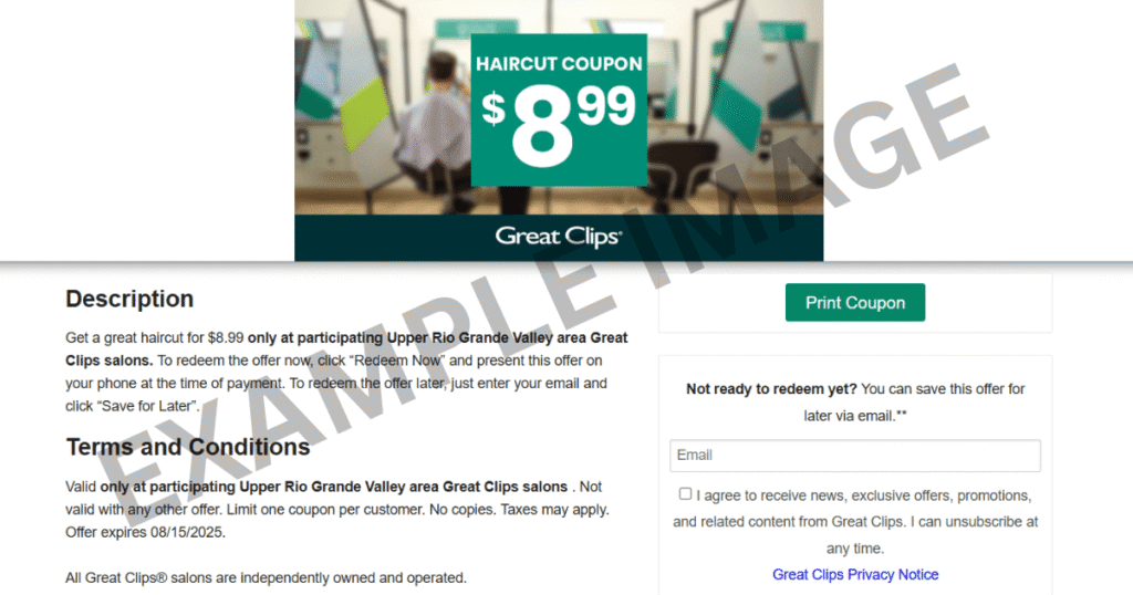 $8.99 Great Clips Coupons Printable example page